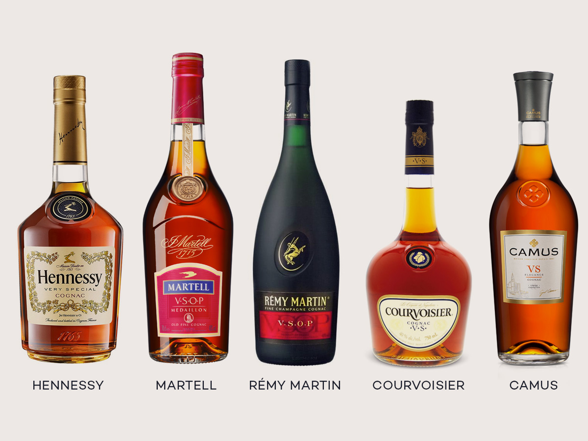 Top Cognac Brands include Hennessy, Martell, Rémy Martin, Courvoisier, and Camus